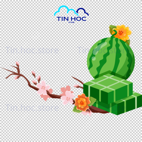 Mẫu hình bánh chưng vector sử dụng màu sắc tươi sáng, phù hợp với không khí mùa Xuân