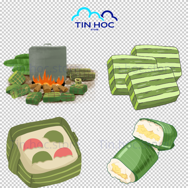 Mẫu gói bánh chưng vector chi tiết, lý tưởng cho minh họa ẩm thực truyền thống