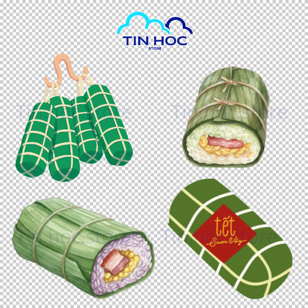 Mẫu Hình vẽ bánh tét vector dạng nét vẽ tay, mang lại cảm giác ấm cúng, gần gũi