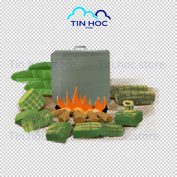 Mẫu hình ảnh nấu bánh tét vector vẽ theo phong cách cổ 