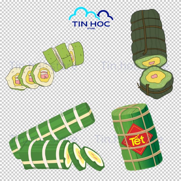 Mẫu Bánh tét vector png tách nền giúp loại bỏ công đoạn cắt ảnh phức tạp trong Photoshop