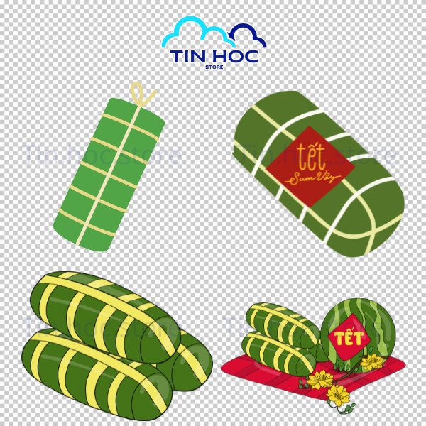 Mẫu Bánh tét vector PNG tách nền giúp Designer dễ dàng kéo thả vào các thiết kế banner