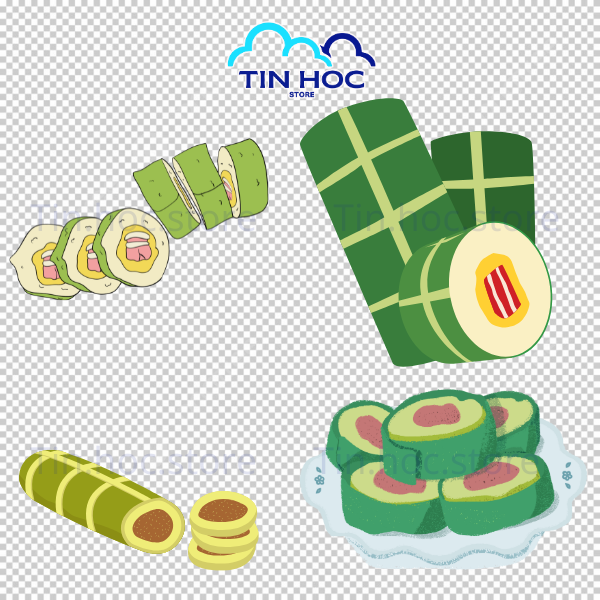 Mẫu Biểu tượng bánh tét hoạt hình vector thích hợp làm sticker, icon vui nhộn