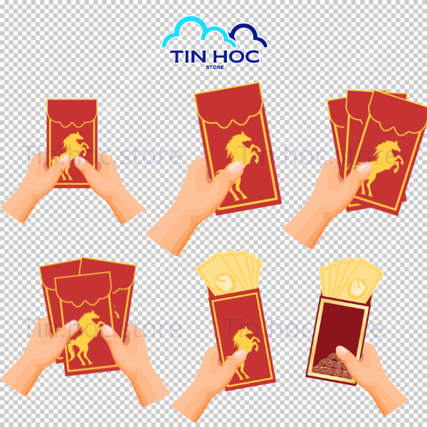 Mẫu vector bao lì xì hình con ngựa 2026 đa dạng về hình dáng 