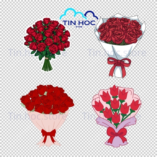 Mẫu bó hoa vector phong cách hiện đại