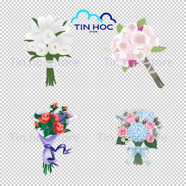 Mẫu bó hoa vector vẽ tay nghệ thuật