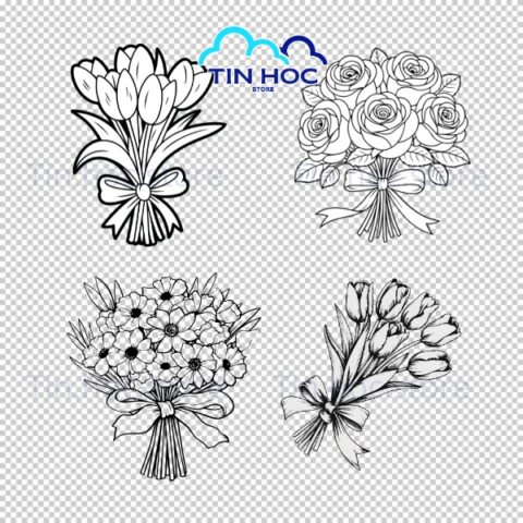 Tải Ngay 40+ Mẫu Bó Hoa Vector PNG, JPG Đẹp & Chất Lượng
