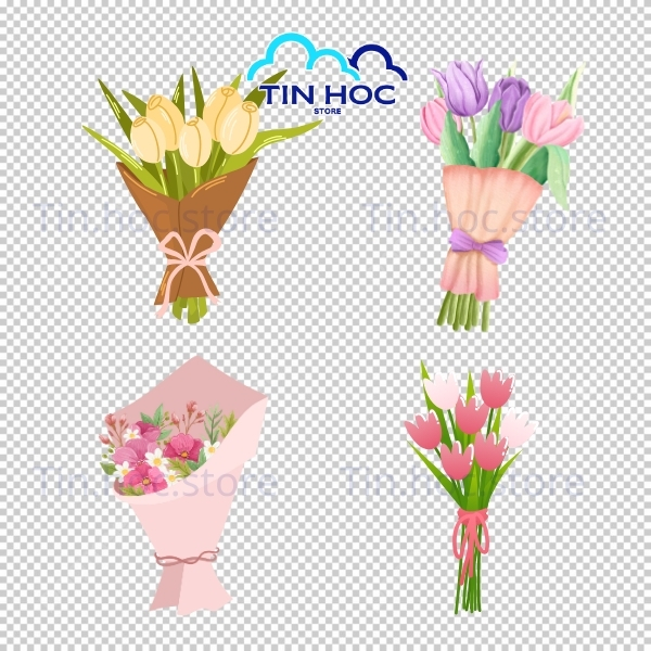 Mẫu bó hoa vector đơn giản dễ chỉnh sửa