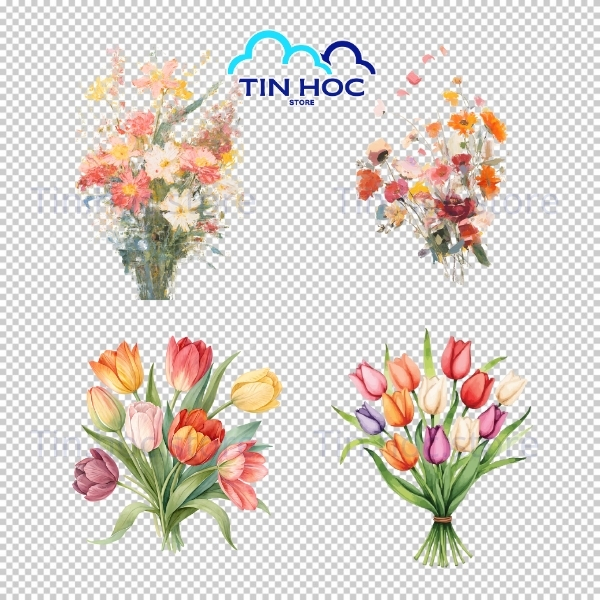 Mẫu bó hoa vector bó hoa chúc mừng