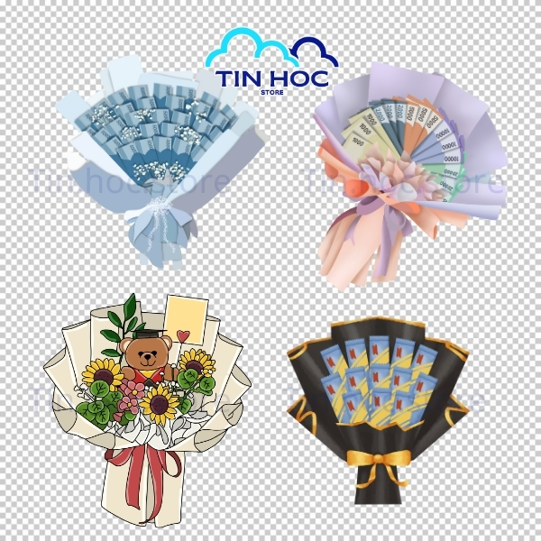 Mẫu bó hoa vector phong cách vintage