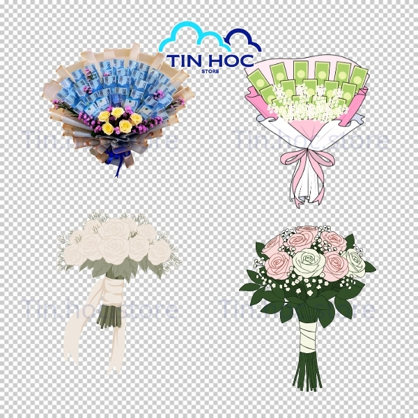 Mẫu bó hoa vector màu pastel nhẹ nhàng