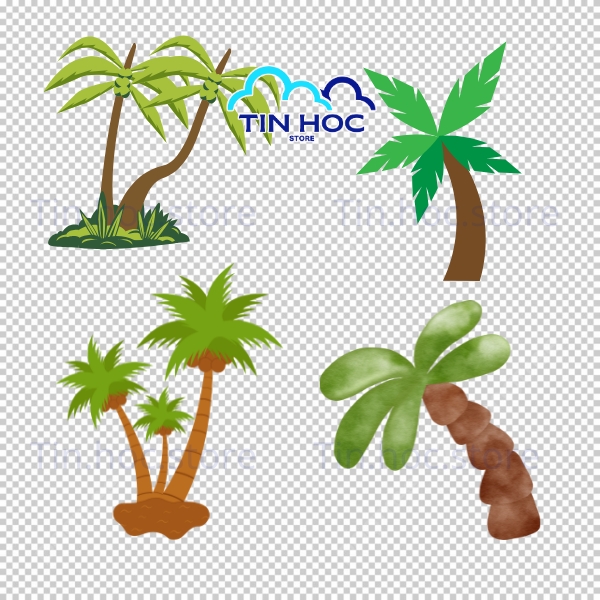 Mẫu Cây Dừa Vector Nền Trong Suốt