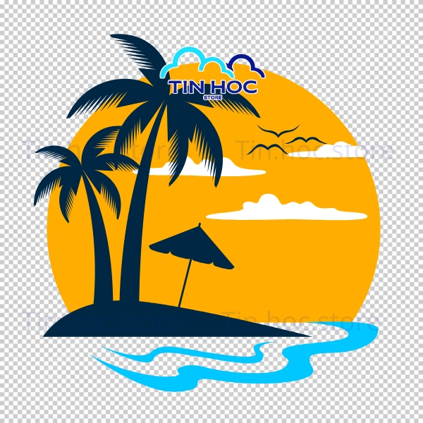 Mẫu Cây Dừa Vector Phong Cách Hoạt Hình