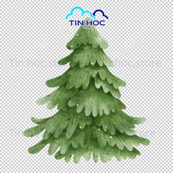 Vector Cây Thông Giáng Sinh Dạng Line Art