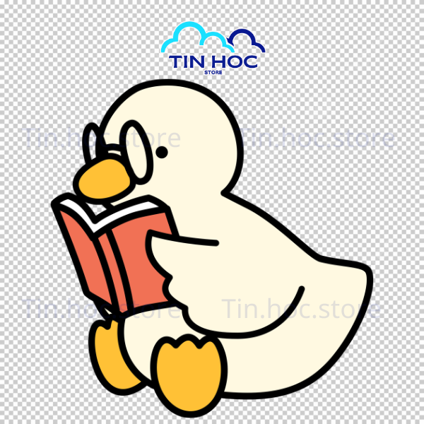Mẫu con vịt vector đang đọc sách, minh họa sinh động cho các website giáo dục và thư viện online