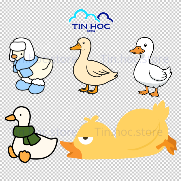 Mẫu con vịt vector đội khăn len và quàng khăn cổ, chuyên dùng cho các thiết kế mùa đông ấm áp