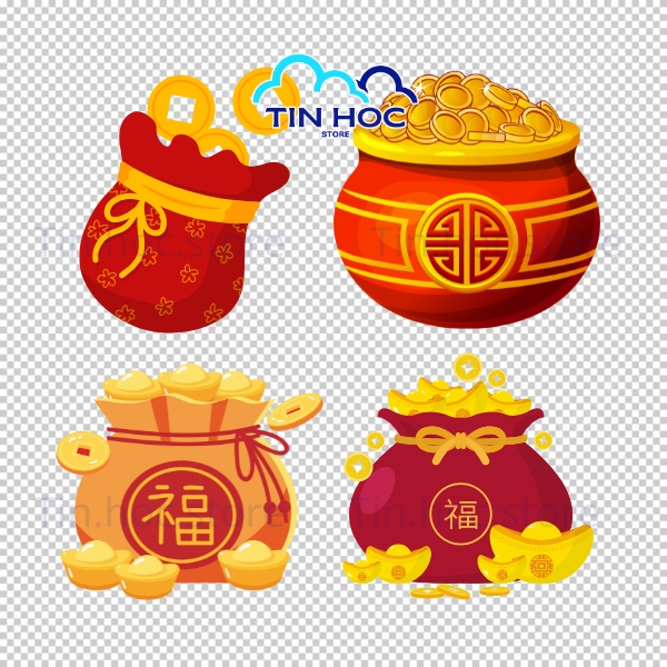 Mẫu đồng tiền vàng vector tài lộc đầu năm