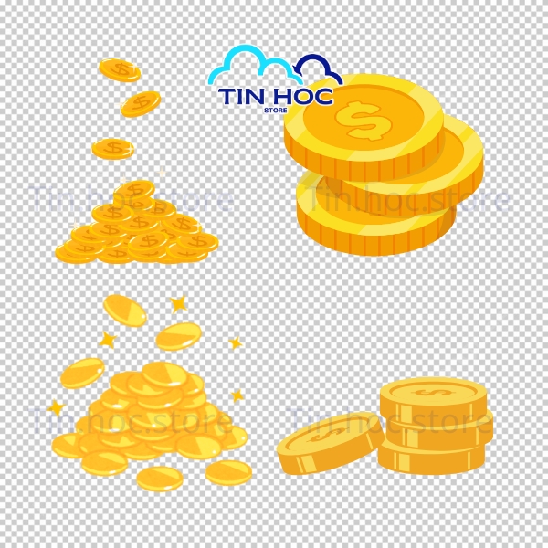 Mẫu đồng tiền vàng vector tài lộc phúc xuân