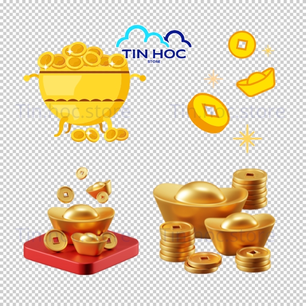 Mẫu đồng tiền vàng vector chủ đề xuân may mắn