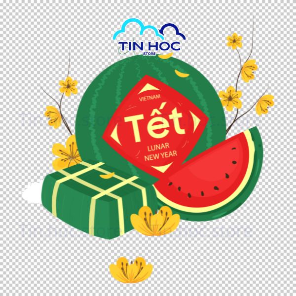 Mẫu dưa hấu Tết vector trang trí mùa xuân