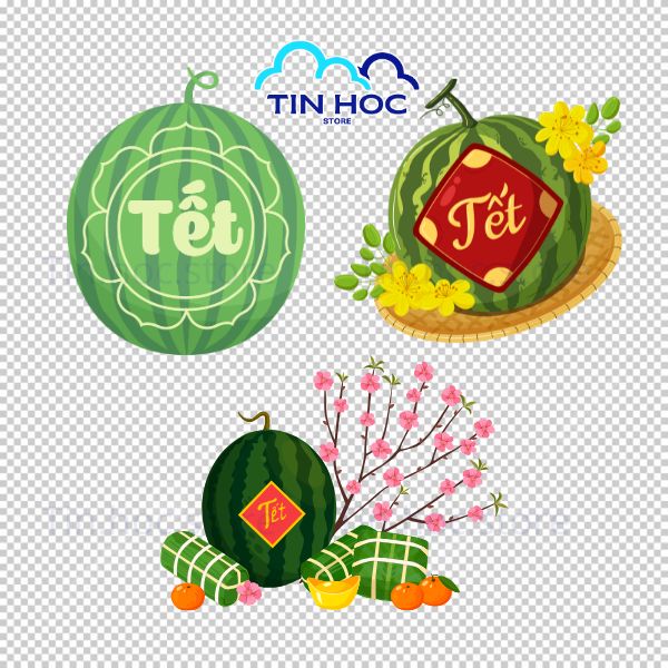 Mẫu dưa hấu Tết vector Phúc – Lộc – Thọ