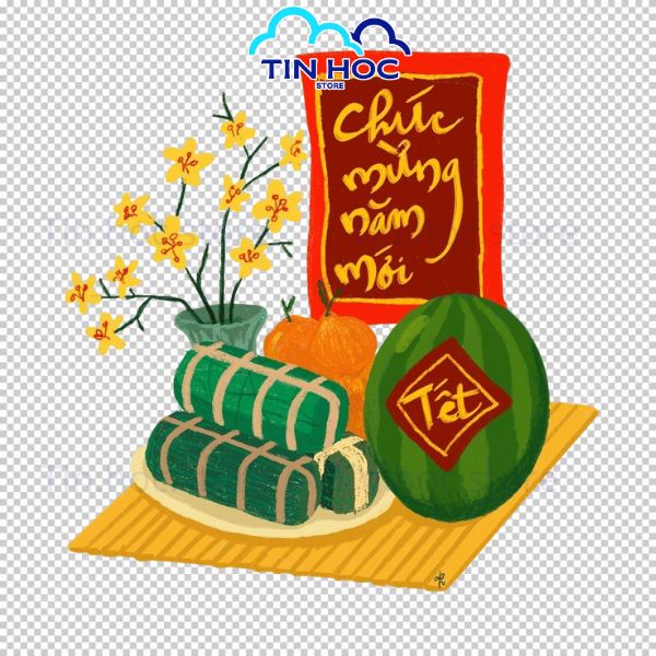 Mẫu dưa hấu Tết vector dành cho thiệp xuân