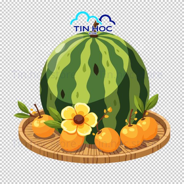 Mẫu Dưa Hấu Tết Phong Cách Dân Gian Vector