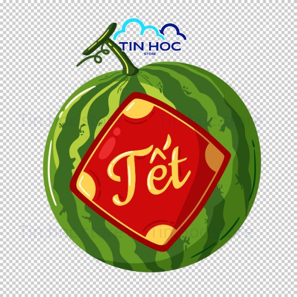 Mẫu dưa hấu Tết vector tài lộc đỏ vàng