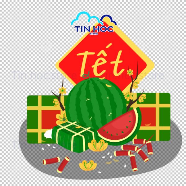 Mẫu dưa hấu Tết vector chúc mừng năm mới