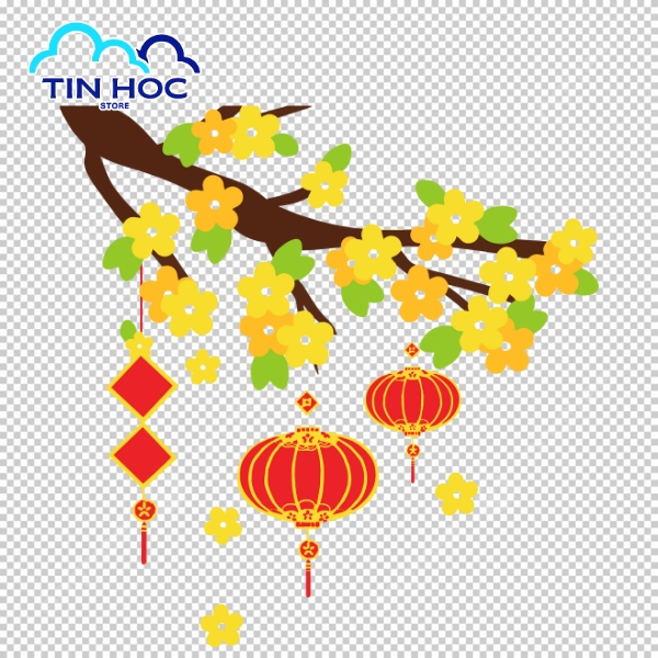 Mẫu hoa mai vector trang trí góc ảnh tuyệt đẹp