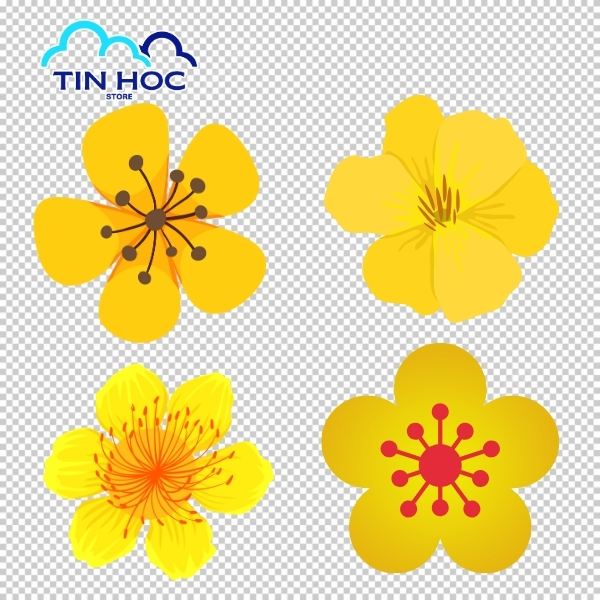 Mẫu hoa mai vector outline tinh tế chuẩn đồ họa