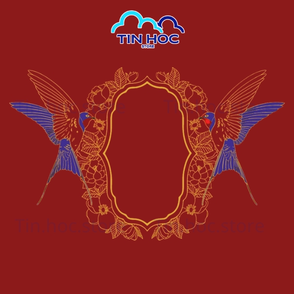 Mẫu họa tiết vector Tết nền đỏ họa văn vàng