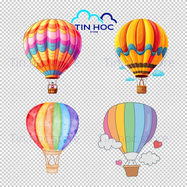 Khinh Khí Cầu Vector Phong Cách Trẻ Em
