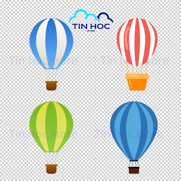 Khinh Khí Cầu Vector Trên Bầu Trời Hoàng Hôn