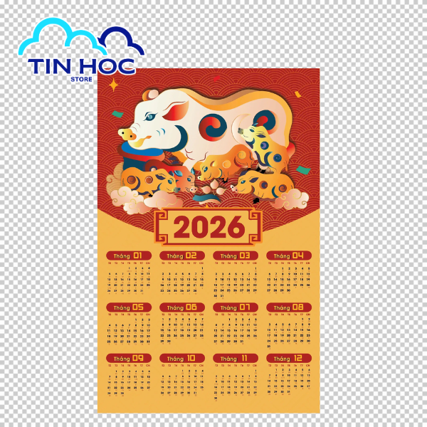 Mẫu lịch âm dương file vector năm 2026 đẹp PNG 