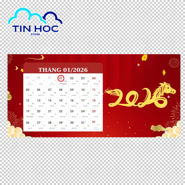 Mẫu lịch tết âm dương 2026 vector dạng để bàn chữ A & M