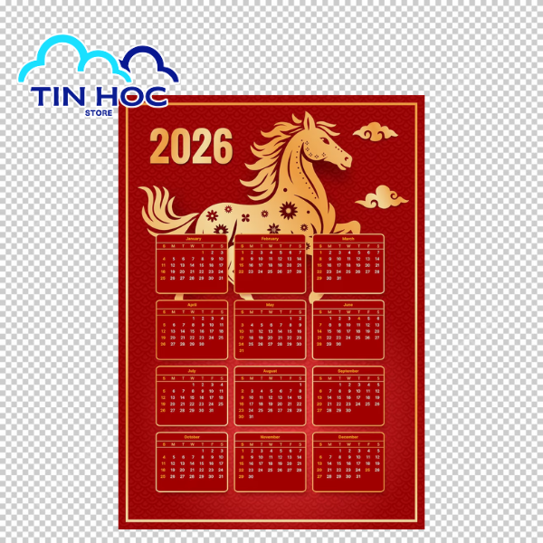 Mẫu thiết kế lịch để bàn 2026 âm dương vector đơn giản 