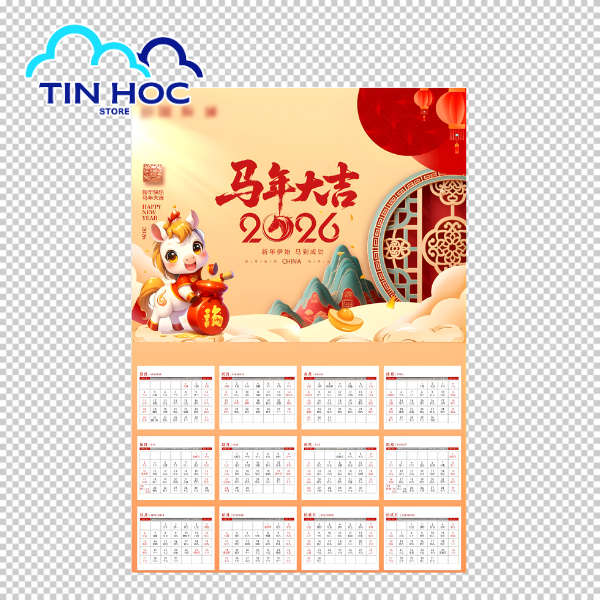 Mẫu bộ số lịch âm dương 2026 font số đẹp cho lịch nẹp thiếc