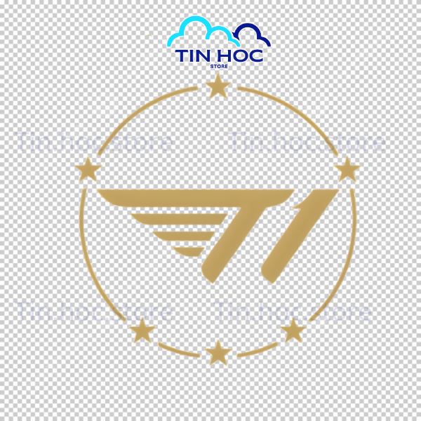 Mẫu logo T1 6 sao phối màu vàng kim sang trọng thường dùng trong các bộ sưu tập quà