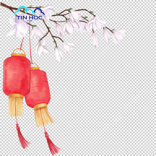 Mẫu vector đèn lồng trang trí đón Xuân, mang đậm nét văn hóa Á Đông