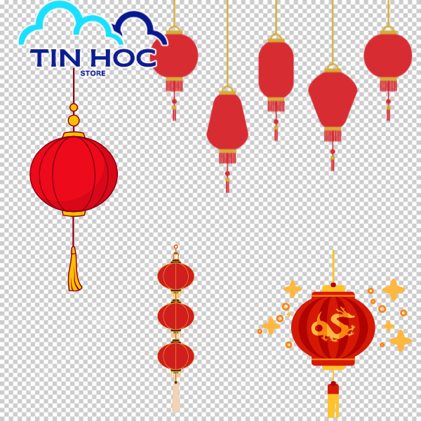 Mẫu vector trang trí Xuân không thể thiếu các kiểu dáng đèn lồng độc đáo