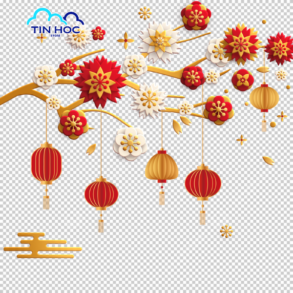 Mẫu vector vật phẩm trang trí Tết Nguyên Đán ấn tượng, làm nổi bật mọi thiết kế