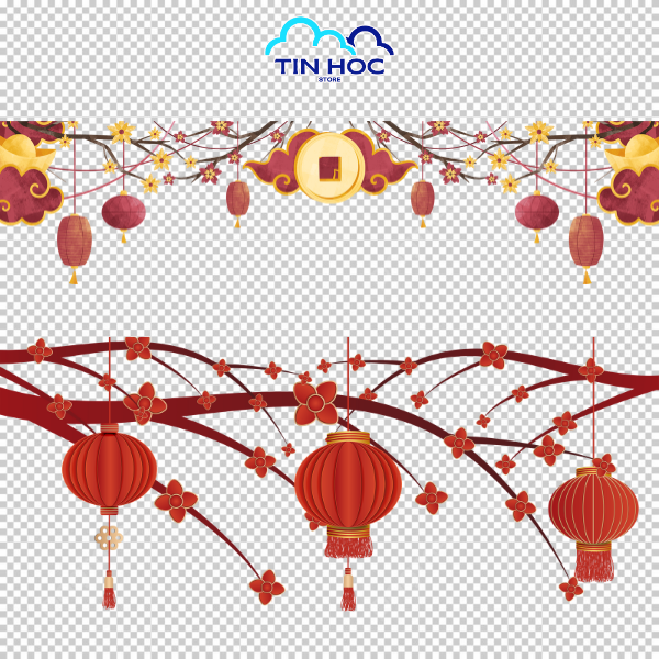 Mẫu hình ảnh lồng đèn đỏ vector tách nền PNG/AI, dễ dàng sử dụng cho banner quảng cáo
