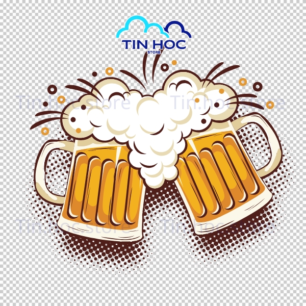 Mẫu ly bia vector phong cách tối giản