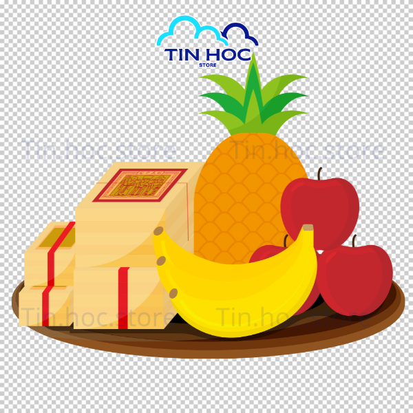 Mẫu Mâm Ngũ Quả Ngày Tết Vector Phong Cách Tối Giản nét vẽ mảnh thích hợp cho website