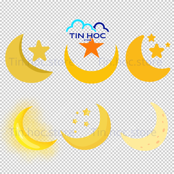 Mẫu vector mặt trăng và ngôi sao lấp lánh tạo nên một khung cảnh bầu trời đêm huyền ảo