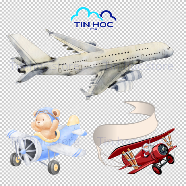 Mẫu máy bay vector chuyên dùng làm sticker trang trí cho sổ tay du lịch
