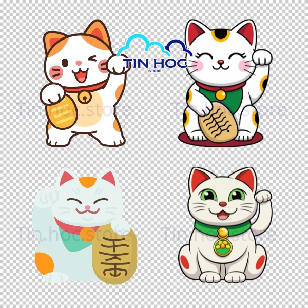 Mẫu mèo thần tài vector hình linh vật may mắn