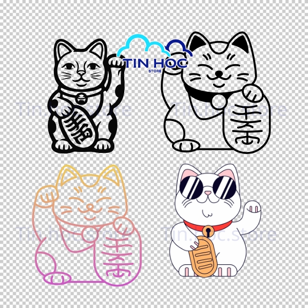Mẫu mèo thần tài vector chất lượng cao cho thiết kế đồ họa
