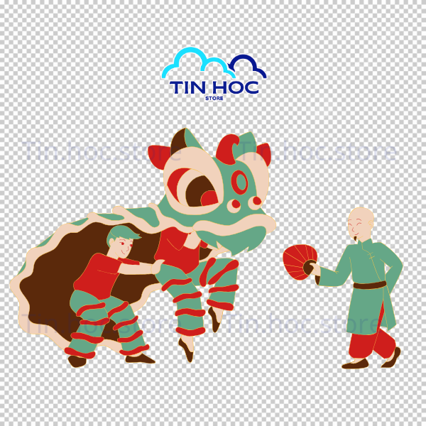 Vector Múa Lân Phong Cách Tối Giản